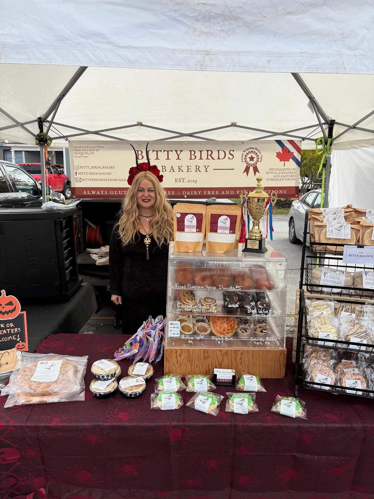 Come on down and warm up with a hot coffee and check out all the Halloween costumes and local vendors!
