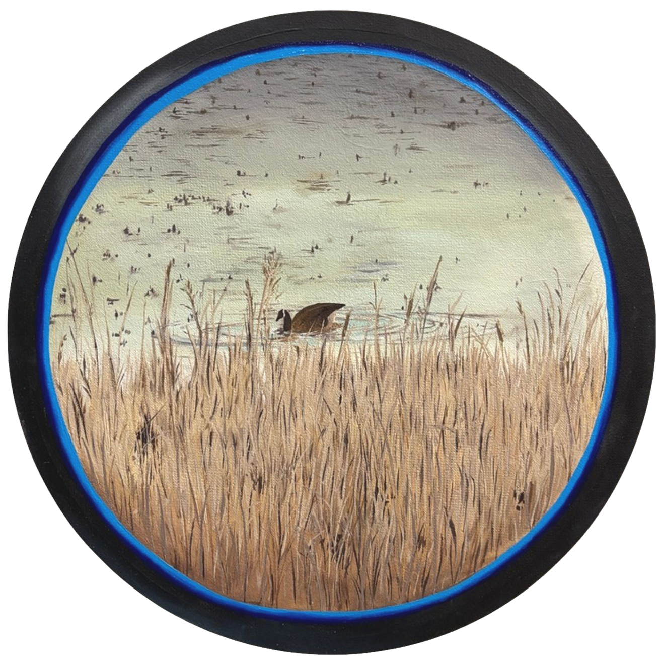 Observation Tower Goose   12" diameter, oil on canvas, 2026   $400