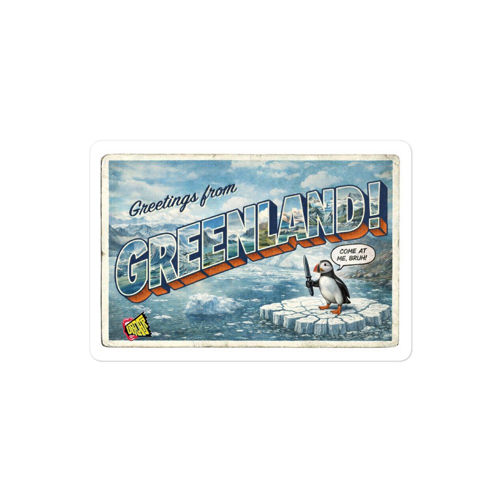Greetings From Greenland Vintage Postcard Sticker (4")