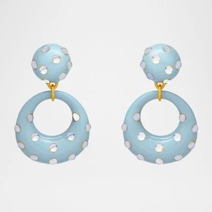 Cabochon Enamel Doorknocker Earrings