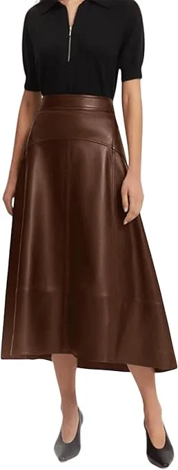 Jild Real Lambskin Leather Skirts for Women High Waist