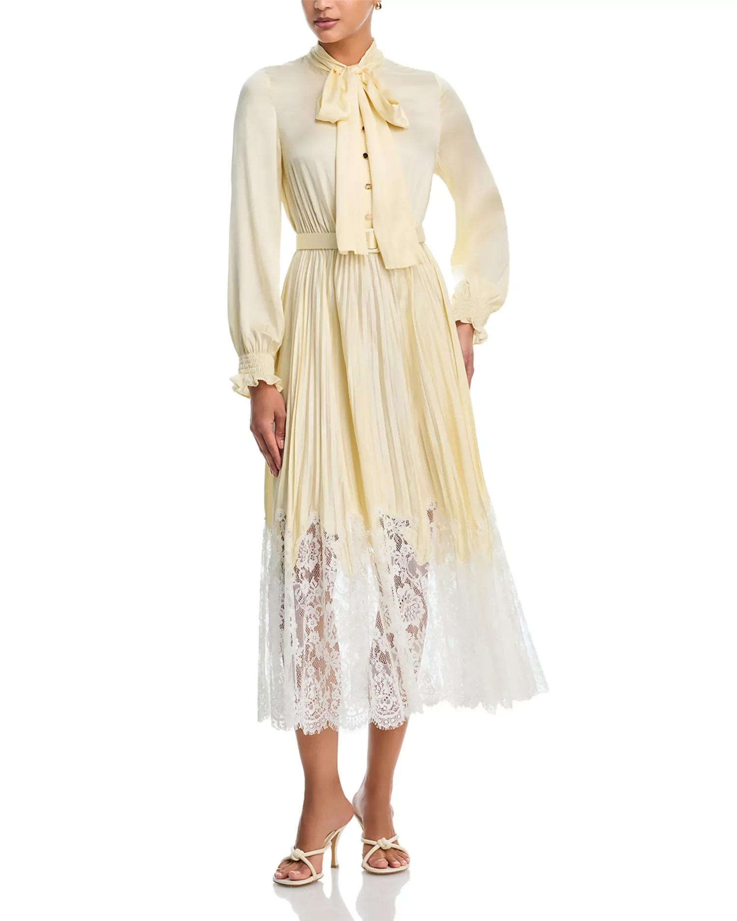 Lace Trim Satin Dress