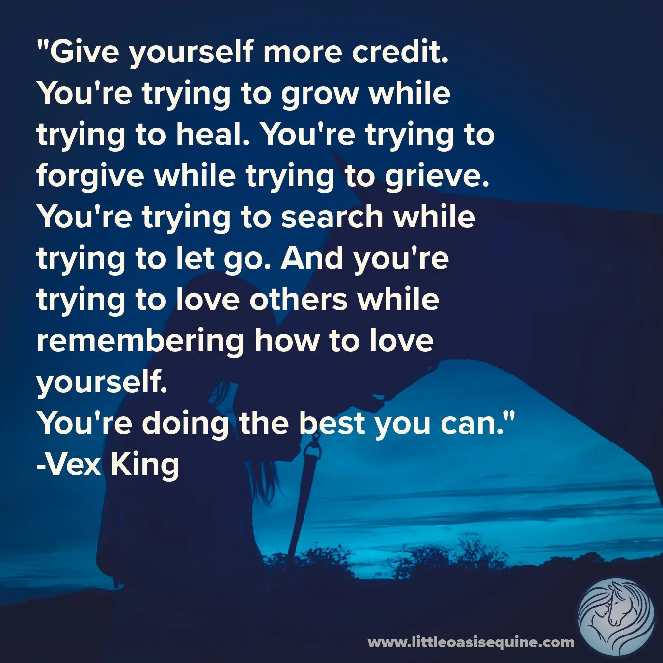 Today, remember we're all doing our best at every given moment. 

#GiveYourselfCredit #YoureDoingYourBest #HealingWithHorses #EquineSupport #LittleOasisEquine #EquineAssistedLearning #TrailBC #RosslandBC #FruitvaleBC #KootenayHorses #MindfulLiving #R