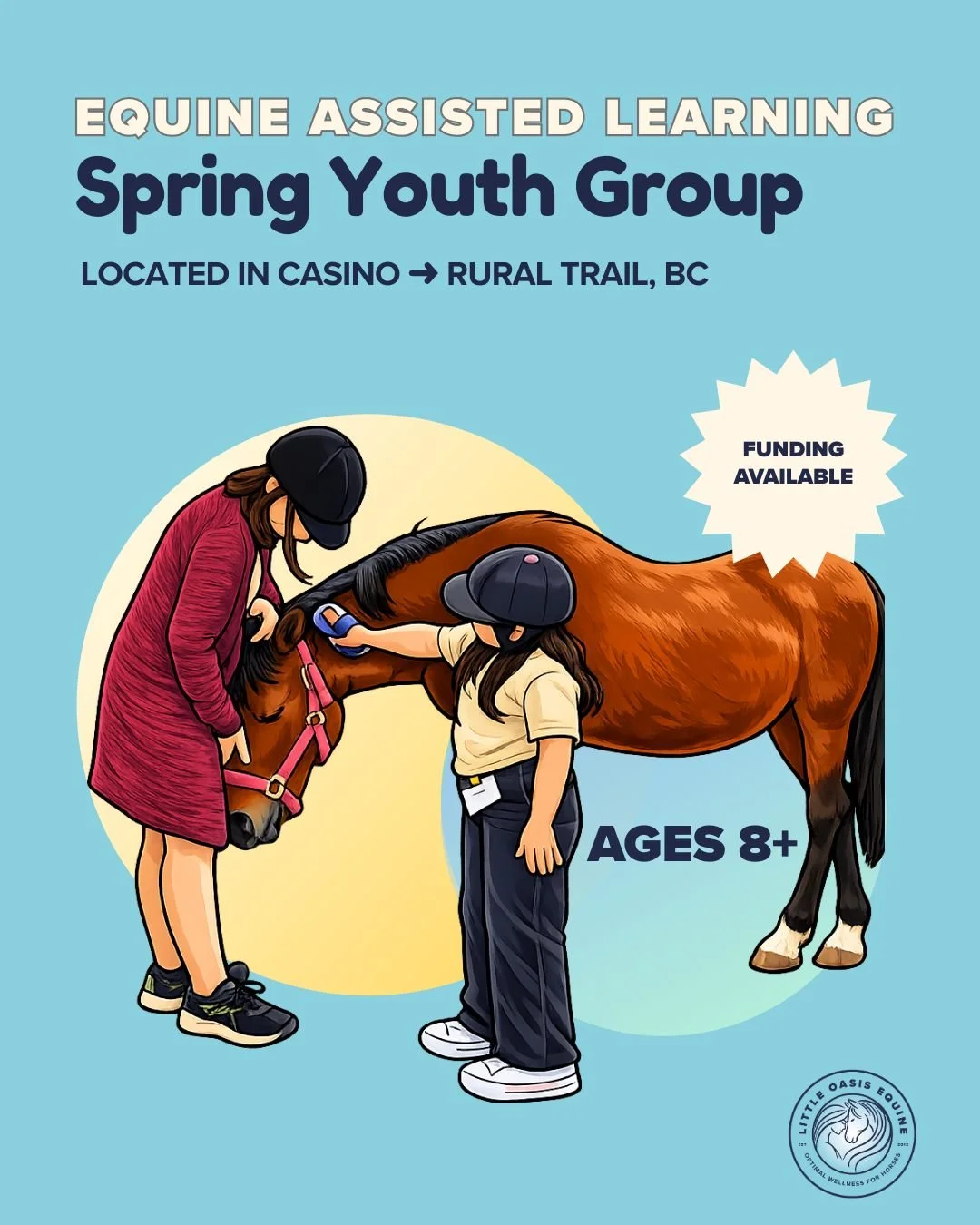 SPRING EAL YOUTH GROUP
Our Spring Youth Equine Assisted Learning (EAL) group is now open for registration 🌱🐴

This program enhances life, individual and leadership skills.  There is so much fun to be had while learning with horses! (This is an unmo