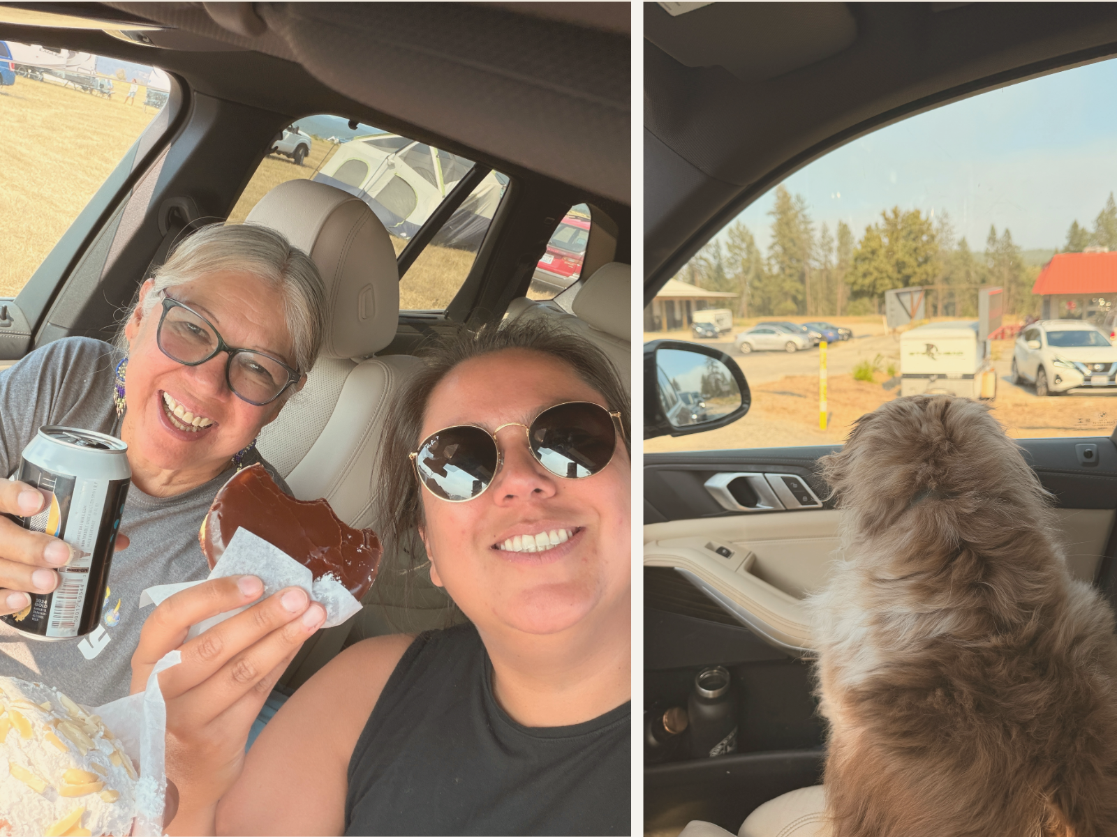 Maria Givens and her Aunt Sue at the Kalispel Powwow in Cusick, Washington, before returning home to evacuate during the Spokane fires.
