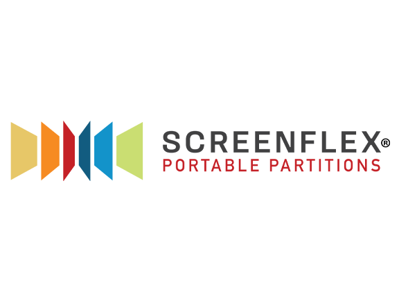 Screenflex logo with colorful panels and text "Portable Room Dividers."