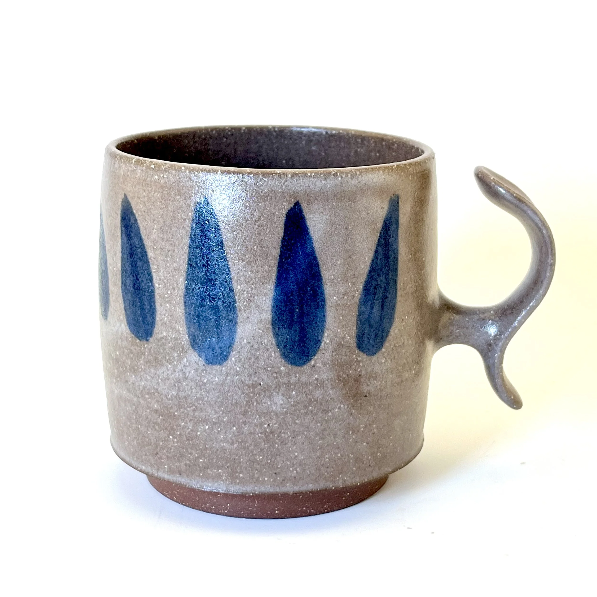 S-Handle Mug - Red Stoneware, cobalt decoration