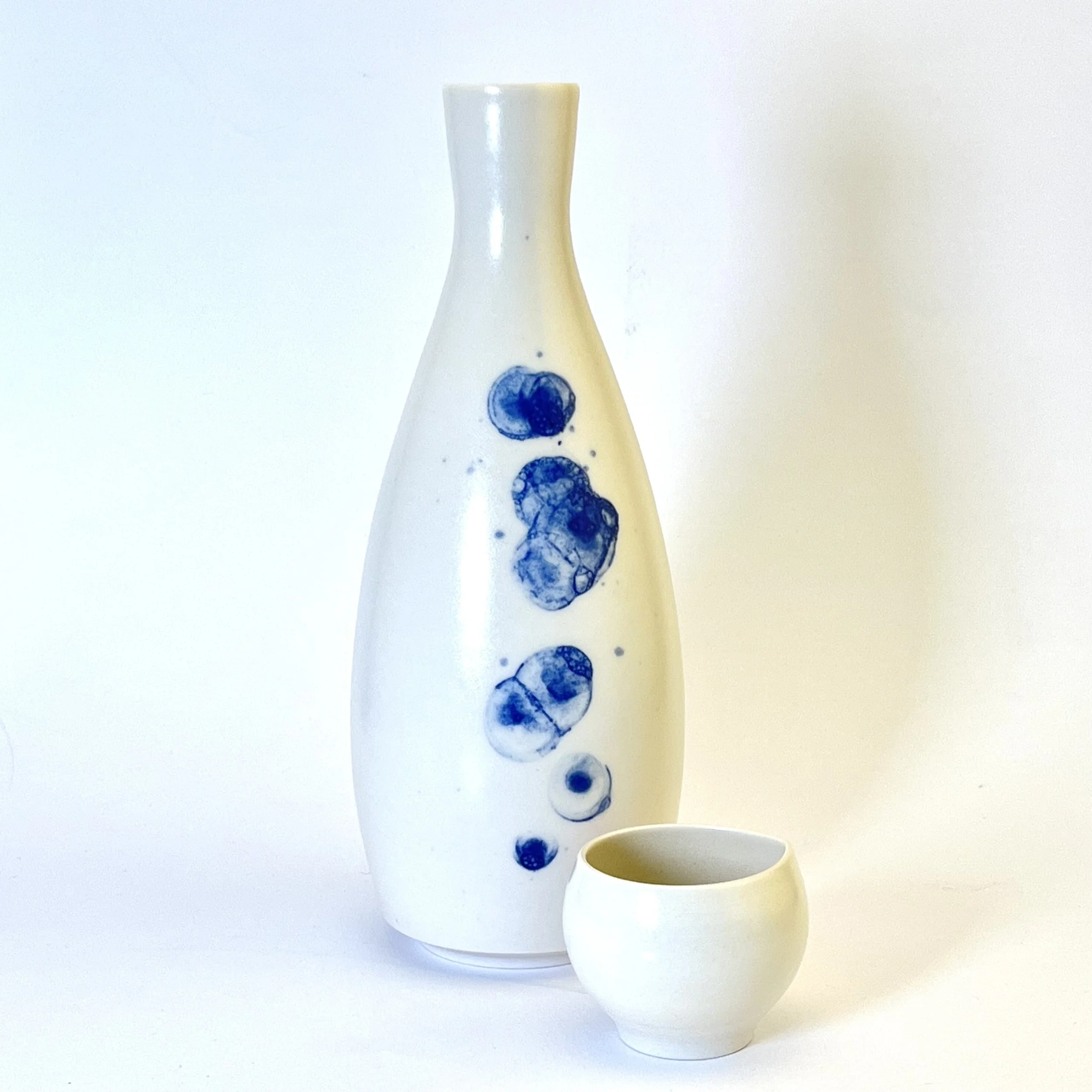 Sake Bottle, Porcelain w. Cobalt Decoration