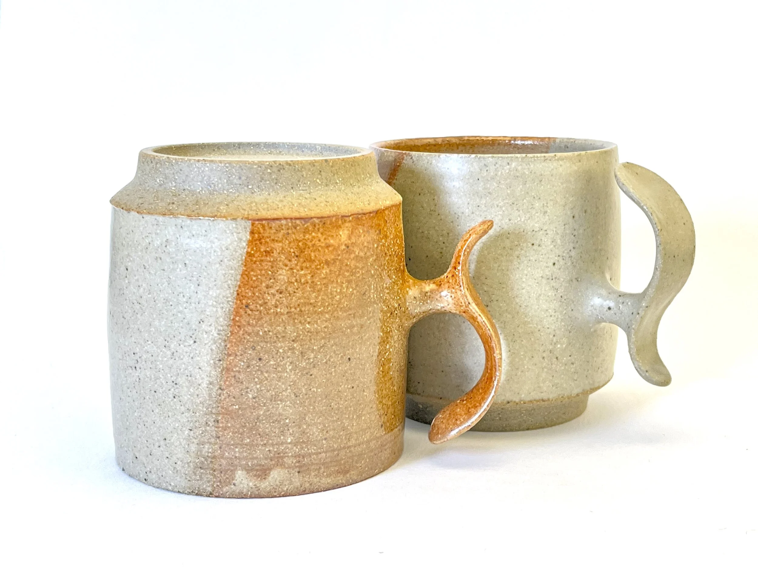 S-Handle Mug - Stoneware w. Shino & Clear Satin