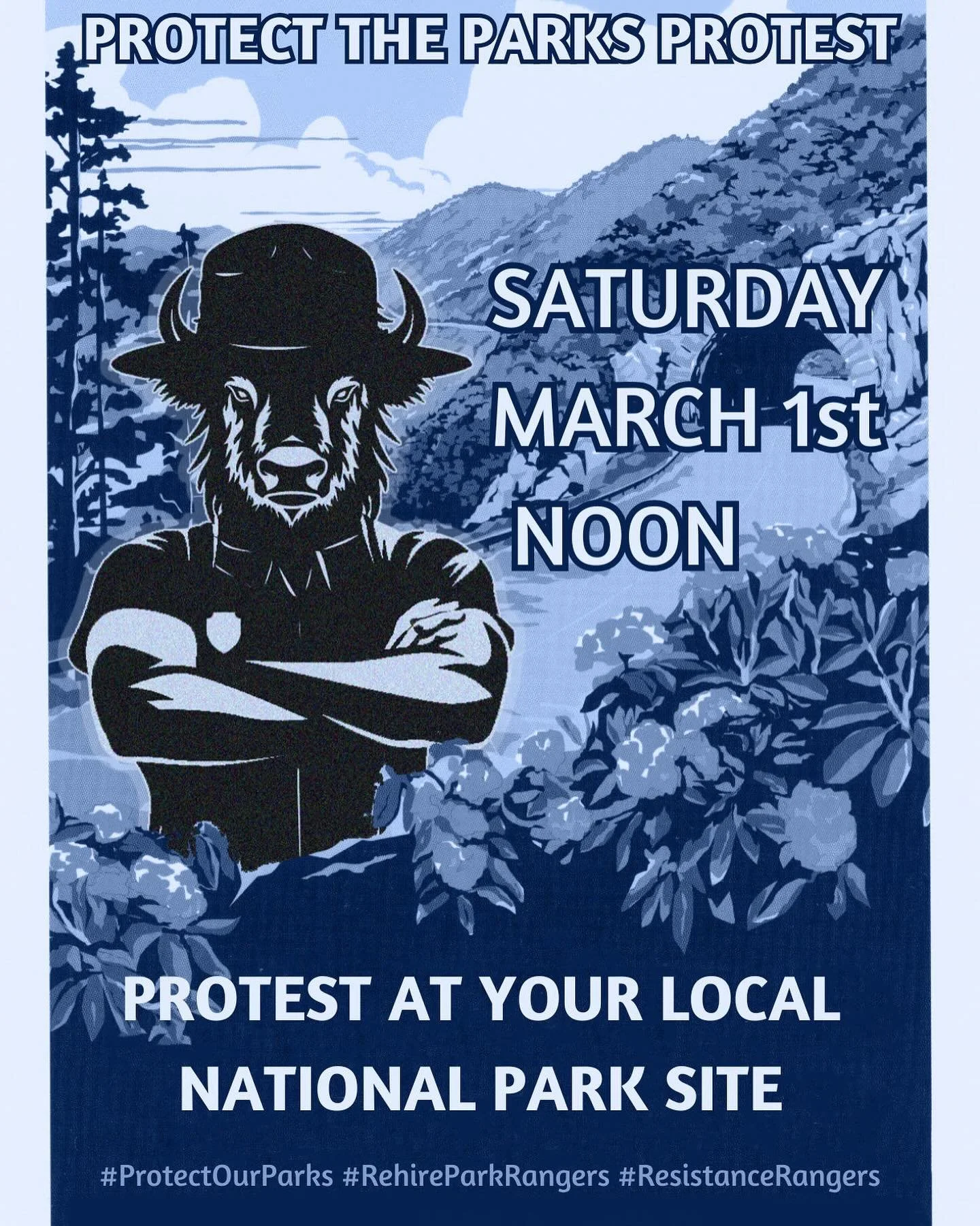 Are you ready to help protect national parks and public lands? Join a protest on Saturday, March 1, at a park site near you! ✊

Check this spreadsheet to see if there&rsquo;s one planned already: https://tinyurl.com/ProtectParks0301

Better yet, orga