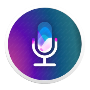 Icon of a microphone on a circular, gradient background