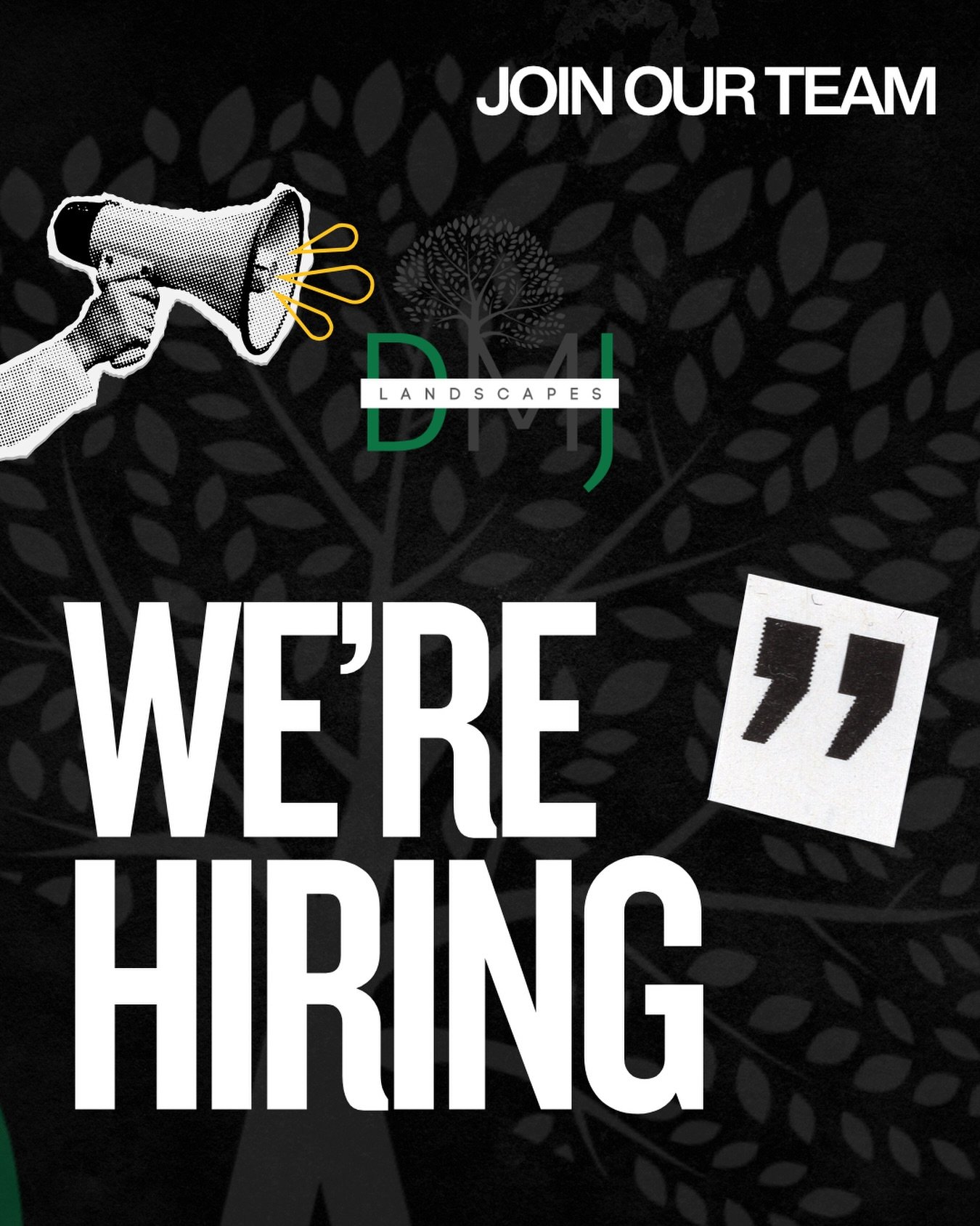 🚨 WE&rsquo;RE HIRING 🚨

DMJ Landscapes are on the lookout for a hardworking labourer to join the team 💪🌿

No loads of experience needed &mdash; what matters most is attitude, reliability and a willingness to graft 🙌

If you&rsquo;re someone who 