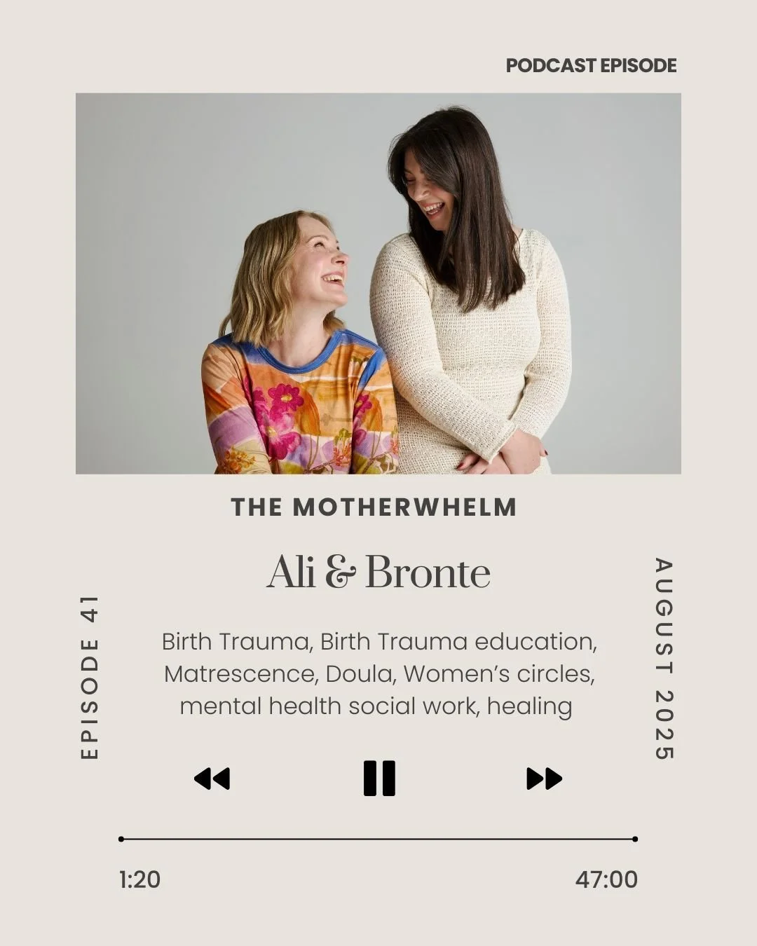 In august @aliheppell_mothercare and I were guests on @the.motherwhelm podcast with the lovely Bronwyn. We spoke all about birth trauma, what the signs are and how the experience can shape relationships with self and others. 

It's a packed episode t