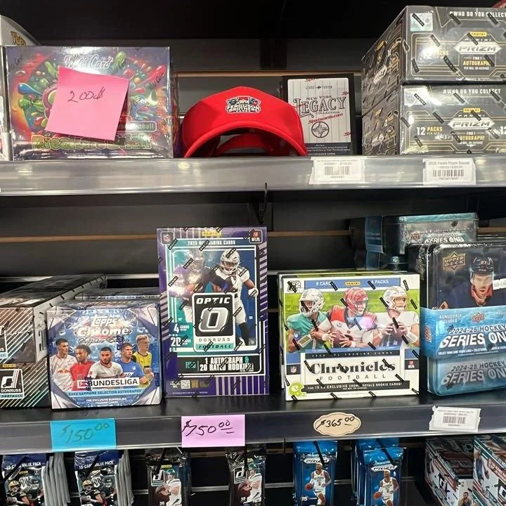 NEW ARRIVAL: Optic Football is in stock. If you&rsquo;ve been waiting to rip Donruss Optic, it&rsquo;s here and on the shelf now&mdash;loaded with rated rookies, color, and that clean Optic shine everyone chases. Swing by the shop and grab yours befo