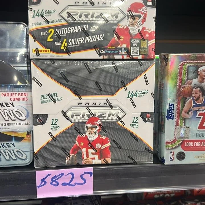 Just-in-stock alert 🚨 Panini Prizm Football is HERE and it&rsquo;s one of the hottest rips of the year. 🏈✨ Sealed hobby boxes on the shelf right now at a great price&mdash;loaded with color, rookies, and that classic Prizm shine. Swing by and grab 