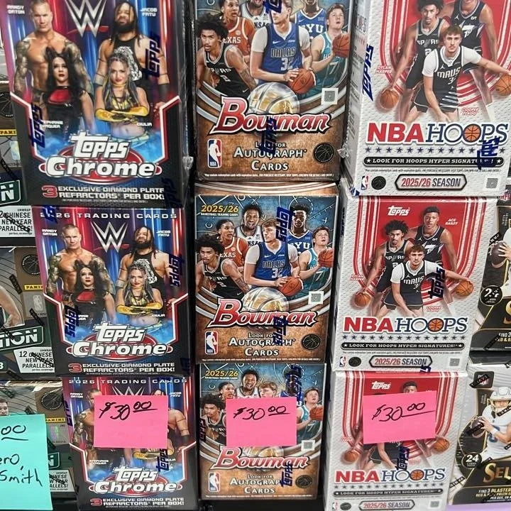 🔥 NEW ARRIVALS JUST HIT Ferguson Brothers Cards 🔥

The shelves are LOADED right now 👀
We&rsquo;ve got fresh WWE Topps Chrome, Bowman Basketball, NBA Hoops, and MORE in stock!

💥 YES &mdash; we also have FULL CASES of:
⚾ Bowman Baseball Hobby
🏀 H