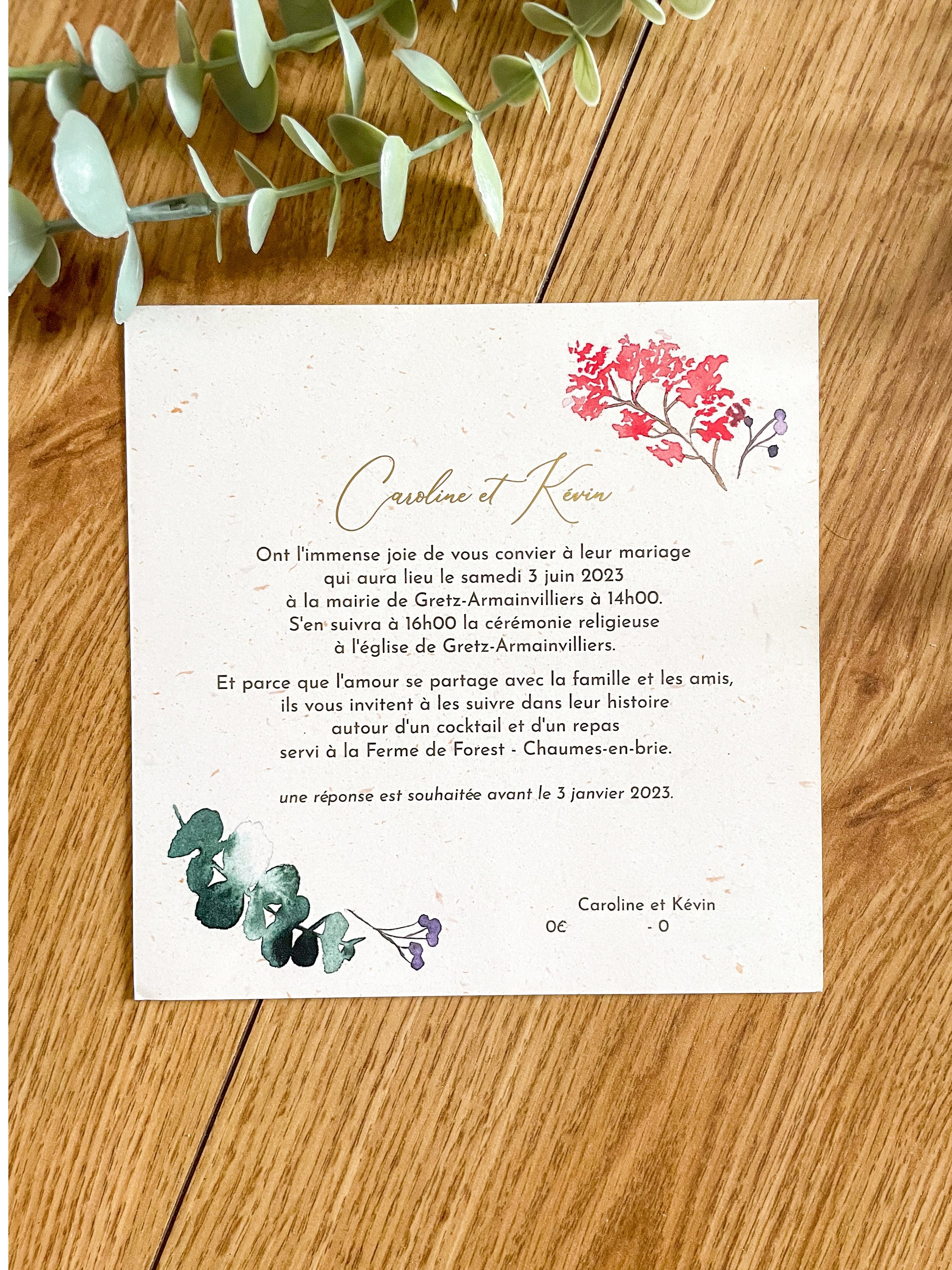 Faire-part carré recto verso