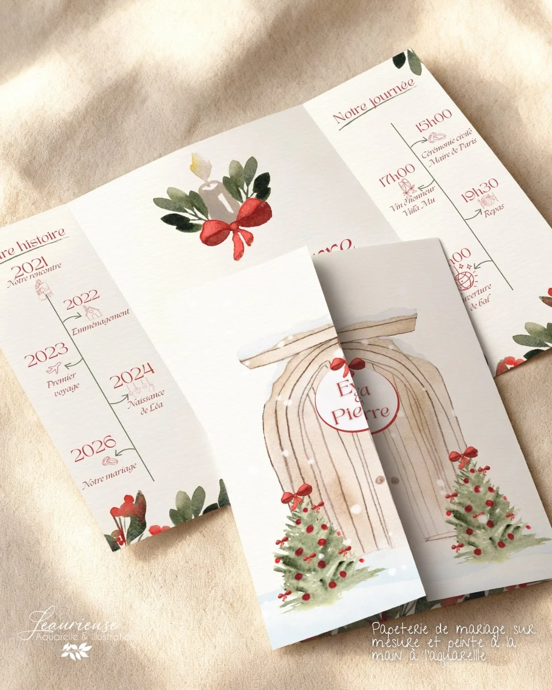 Tu r&ecirc;ves d&rsquo;un faire-part de mariage chic inspir&eacute; de l&rsquo;ambiance magique de No&euml;l ? 🎄❤️

Voici une cr&eacute;ation sur mesure pens&eacute;e pour un mariage d&rsquo;hiver : &eacute;l&eacute;gance, chaleur et touche f&eacute