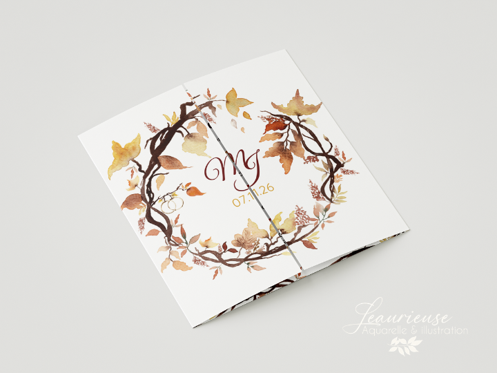 Faire-part couronne automne avec clins d'oeil au crossfit