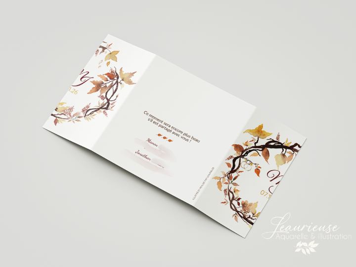 Faire-part couronne automne avec clins d'oeil au crossfit