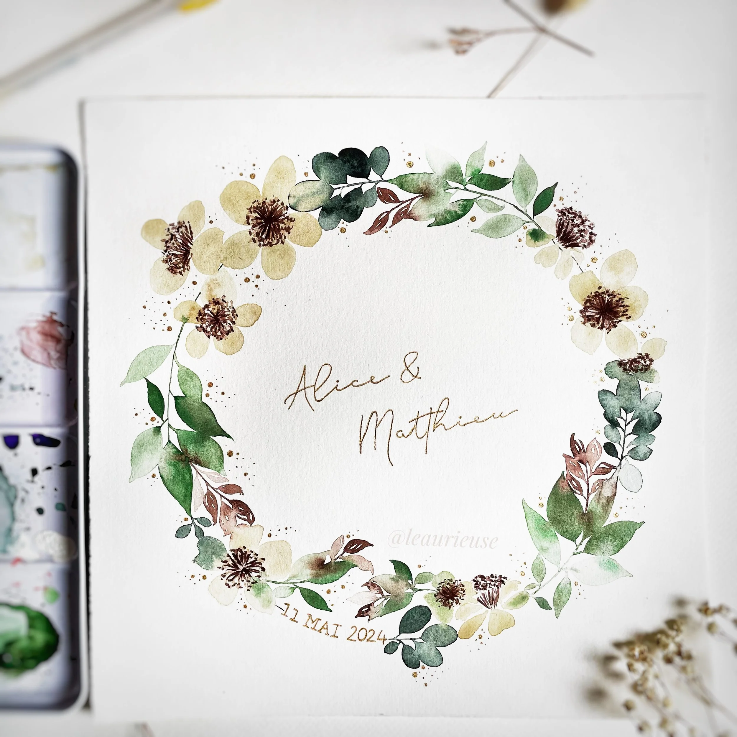 ouronne fleurie cadeau de mariage