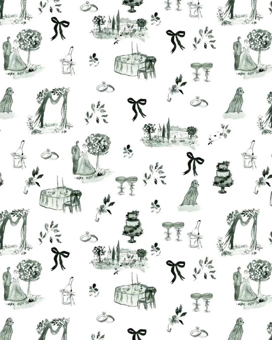Motif toile de jouy aquarelle