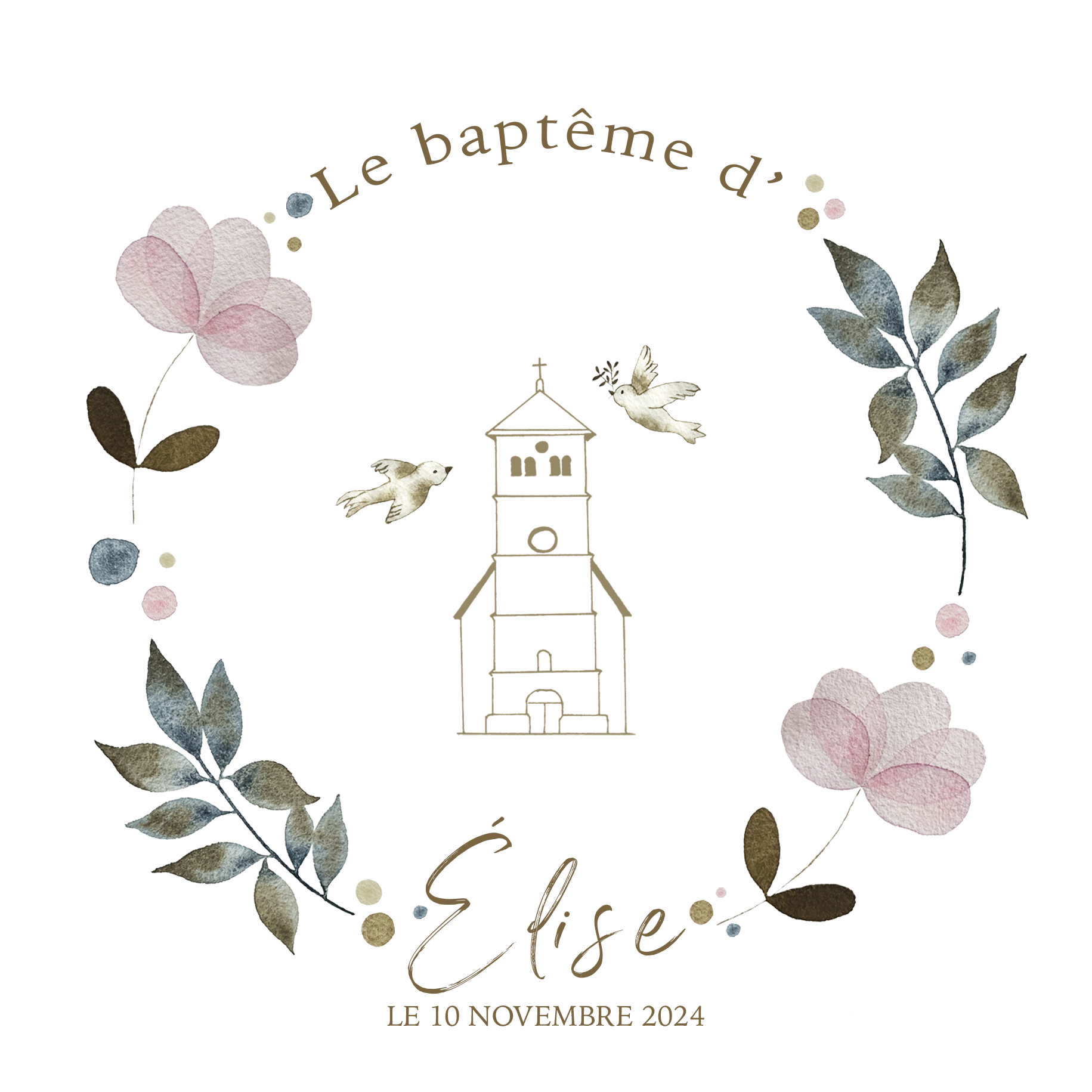 FAIRE-PART baptême 1 PLI RECTO 