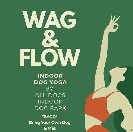 Event flyer for All Dogs Indoor Yoga Event on September 20th