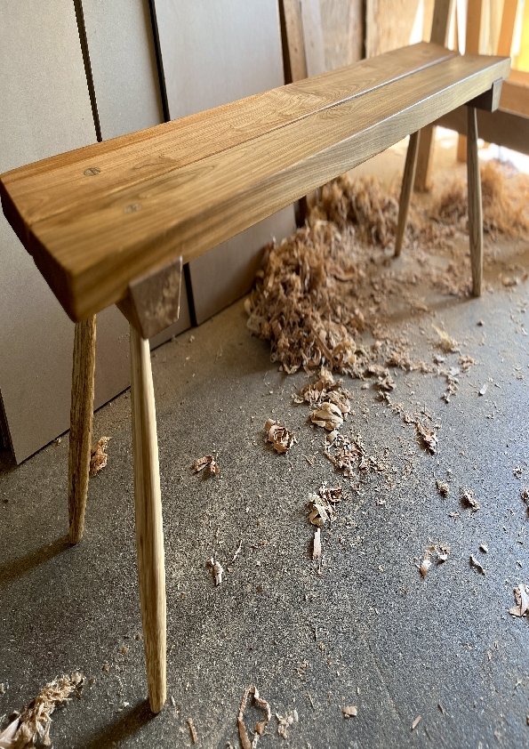 Cherry Wood and Beech Bench Seat