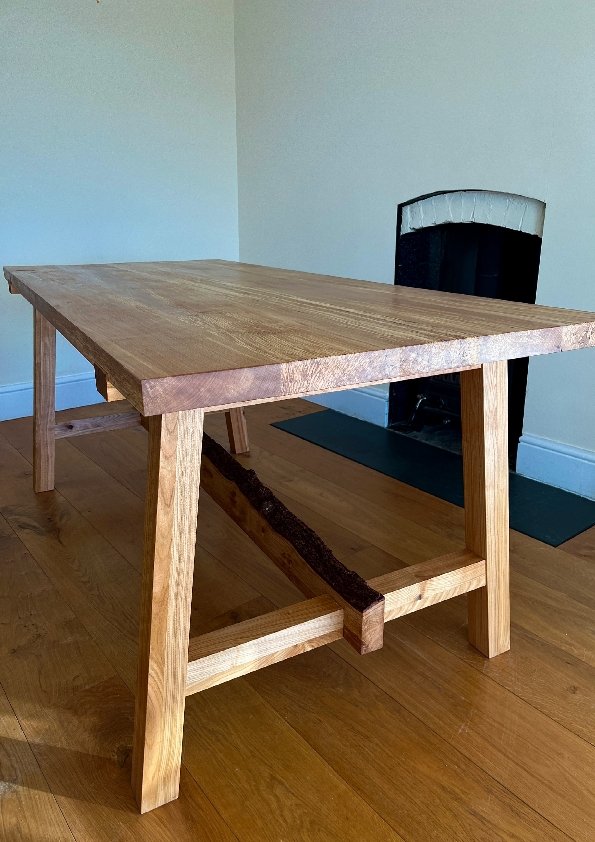 Trestle Dining Table Made in Beech, Ash and Oak