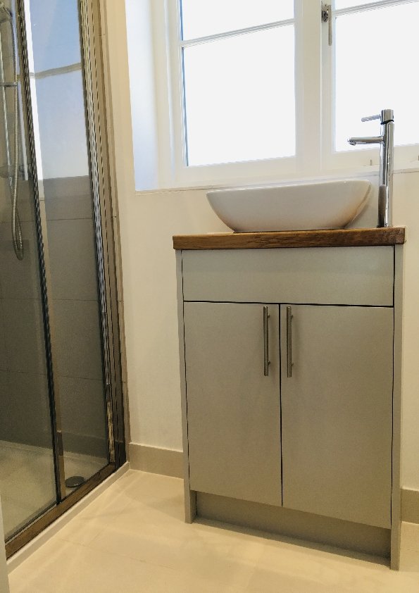 Bathroom refurbishment shower niche and cabinets