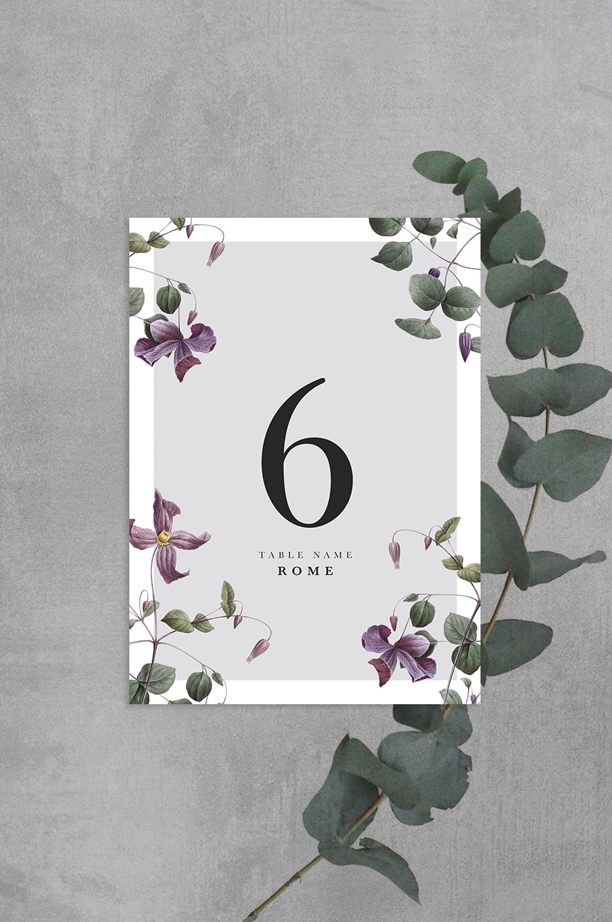 Purple Bloom Table Name Cards