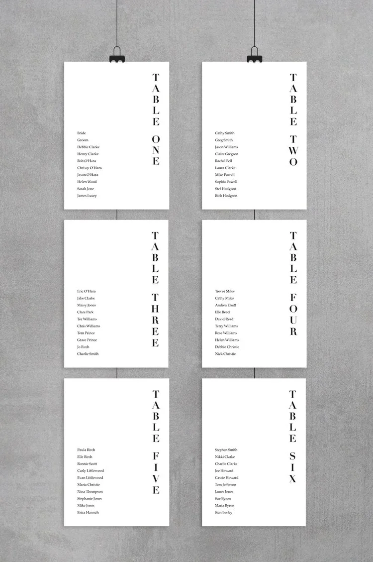 Table Plan Cards