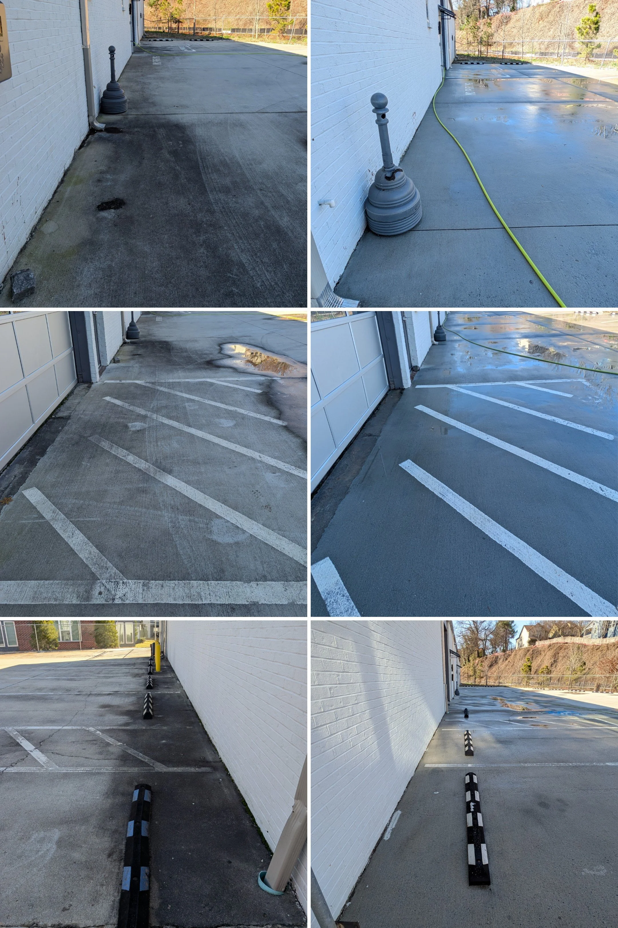 Commercial pressure washing office parking area