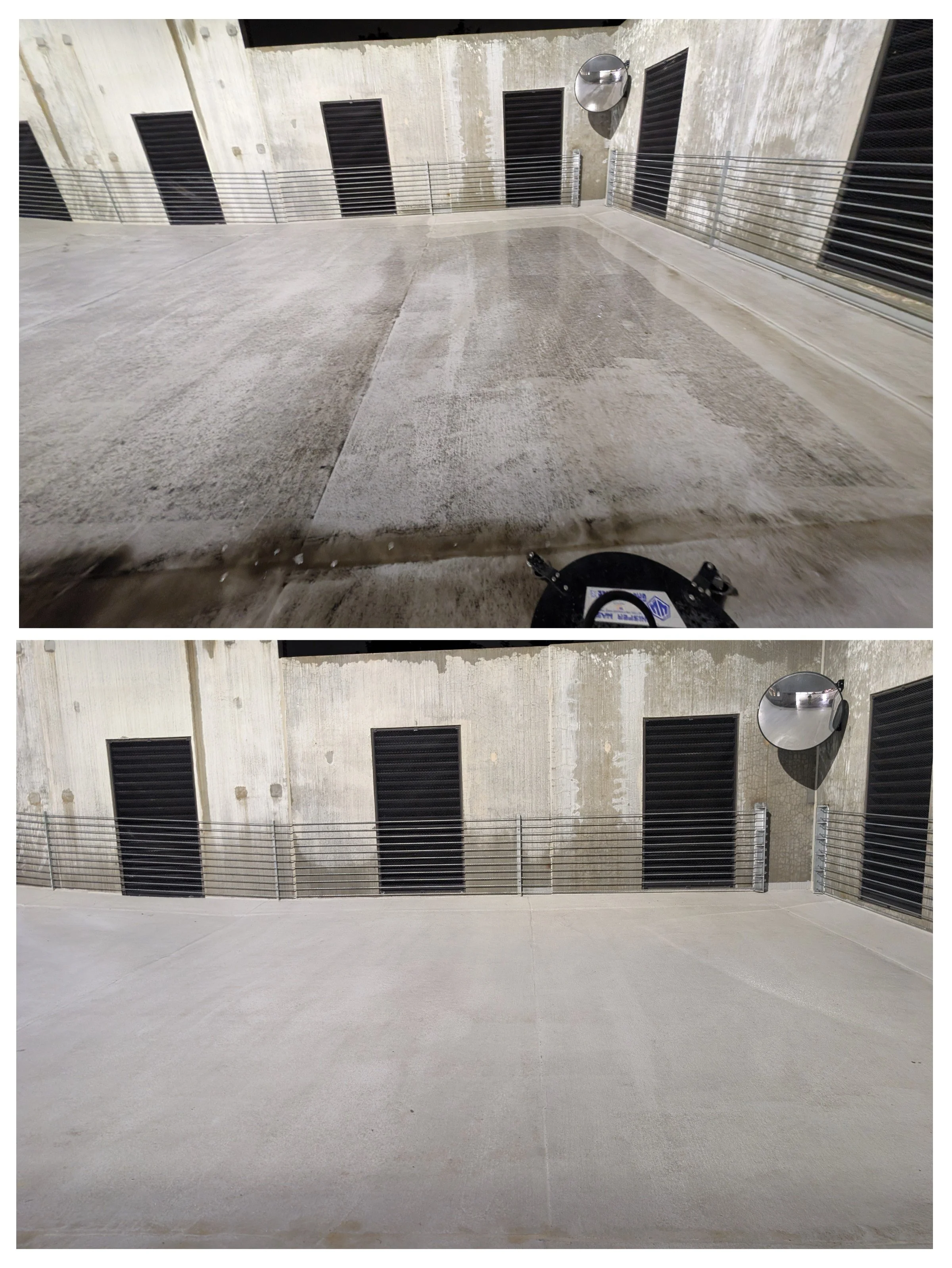 Commercial pressure washing parking garage / parking deck