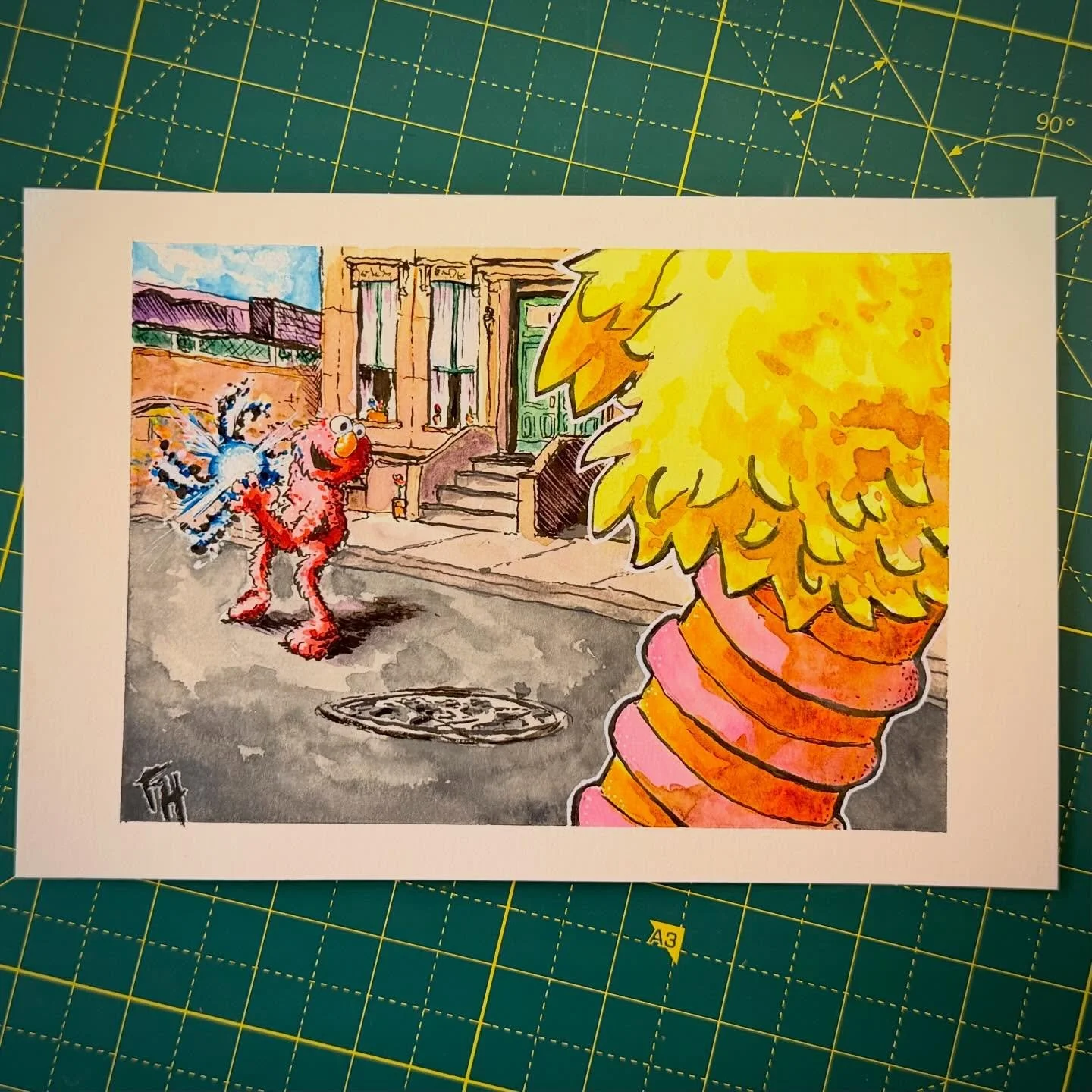Final watercolor for an alternative prompt for this week&rsquo;s @ChaoticDrawAlong with @anthonywheelerart. Who do you think would win this &ldquo;Sesame Street Fighter&rdquo; match? Thanks for checking out my picture! You&rsquo;re awesome!

#chaotic