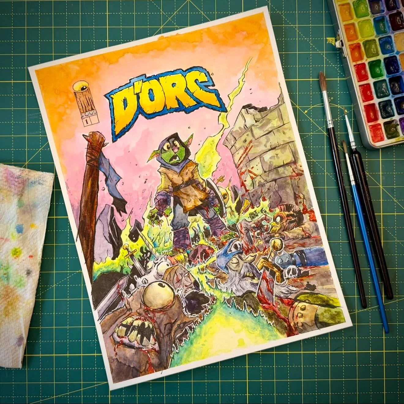 Finished! I had so much fun painting this watercolor fanart for D&rsquo;Orc no. 1 by @brett2dbean and published by @imagecomics.  Would you buy this cover as a fourth print? Thanks for checking out my pictures! You are awesome!

#art #watercolor #ima