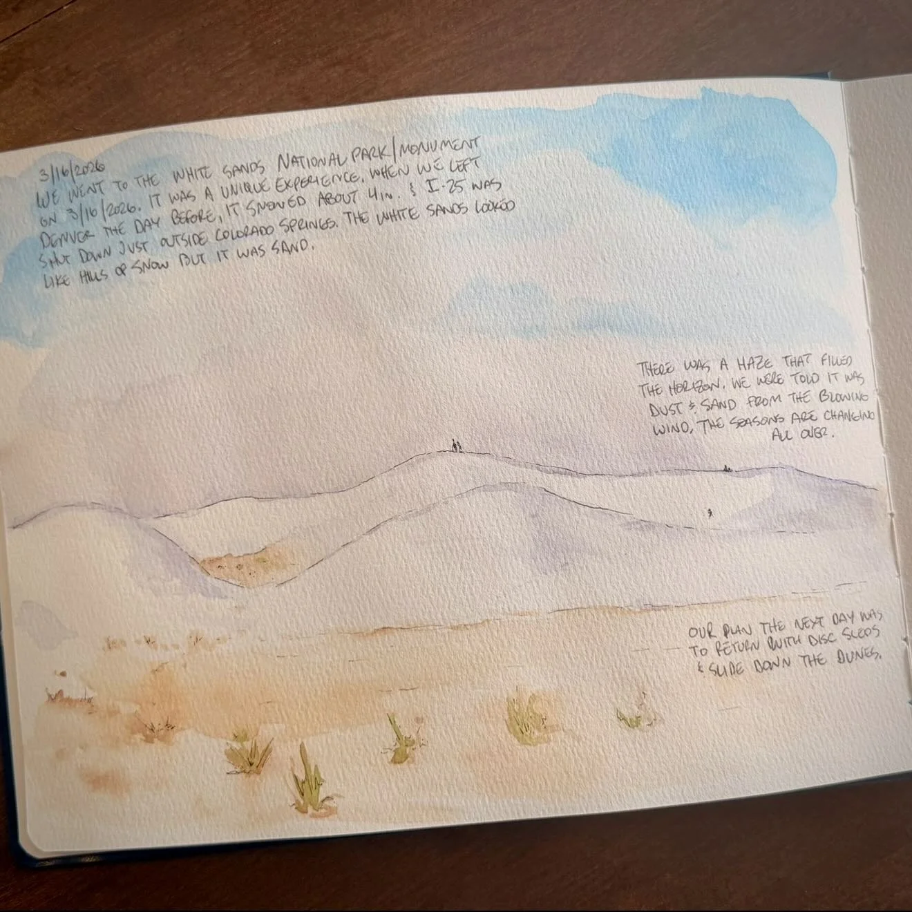 Some watercolor journaling on spring break. Thanks for checking out my picture. You&rsquo;re awesome!

#whitesandsnationalmonument #whitesandsnationalpark #alamogordo #newmexico #whitesanddunes