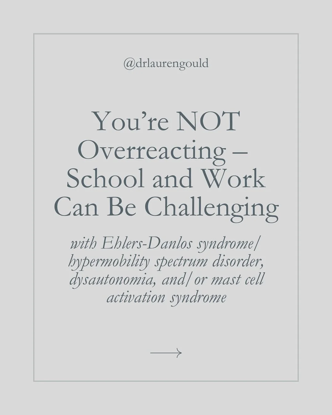 Navigating school or work with EDS/HSD, dysautonomia, or MCAS can be incredibly challenging.

For those who can attend a work or school environment, accommodations aren&rsquo;t a luxury whatsoever. 

They&rsquo;re often necessary to get through the d