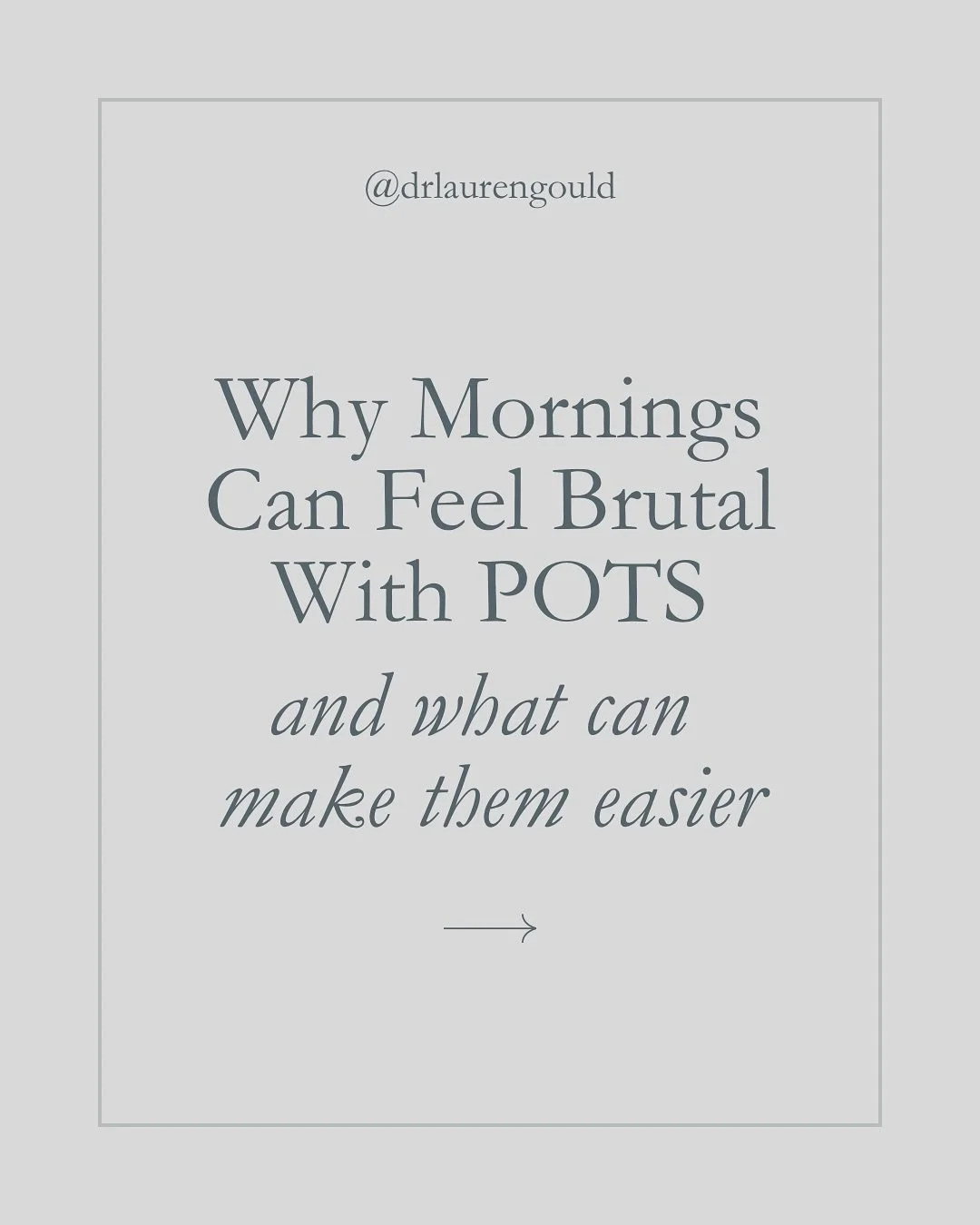 Mornings can hit especially hard with postural orthostatic tachycardia syndrome (POTS).

Here&rsquo;s a few things that can make mornings a little more manageable: 

◽️Sitting up slowly, gently moving, and pausing on the edge of the bed before standi