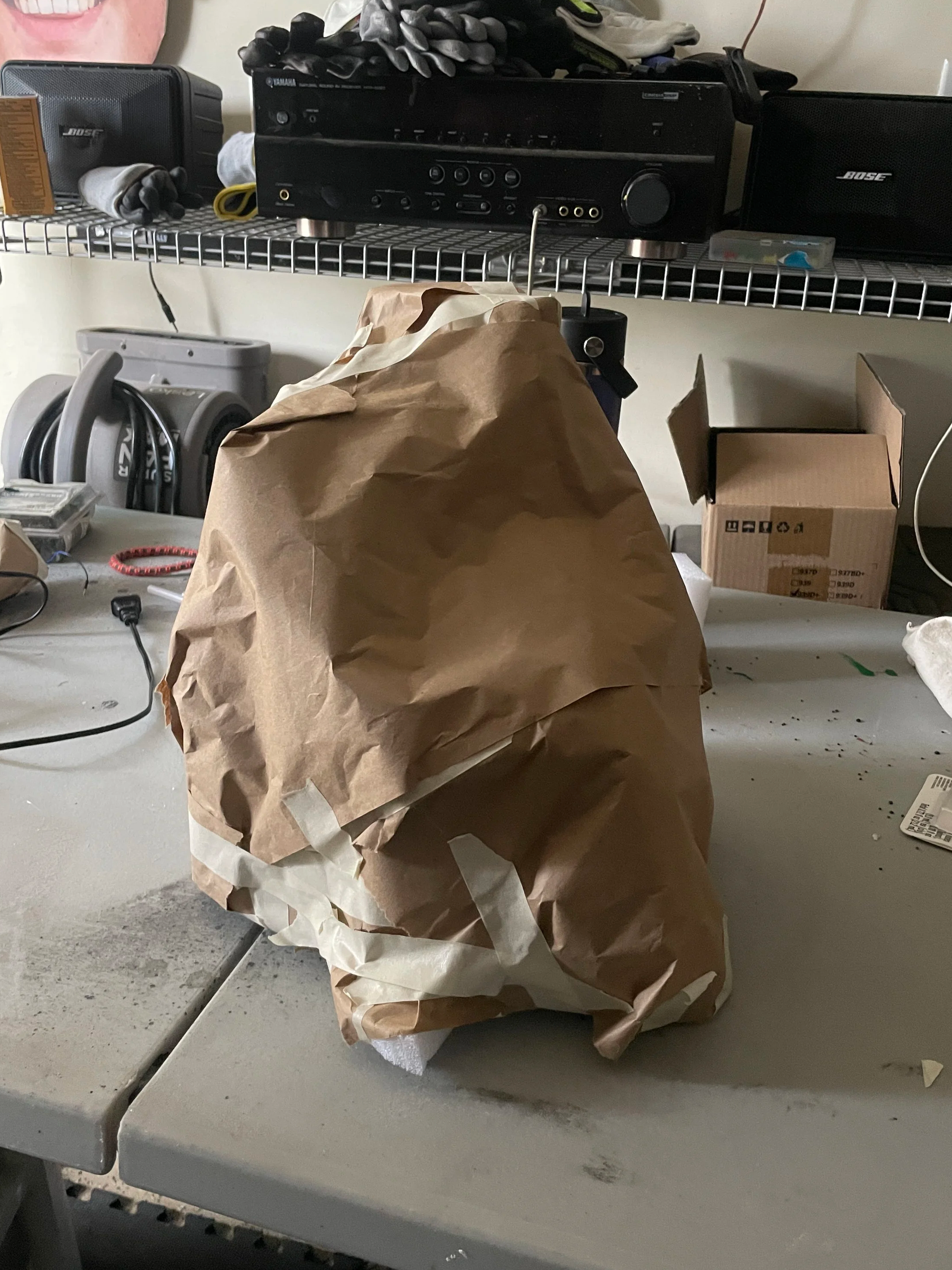 A rock made of packing paper
