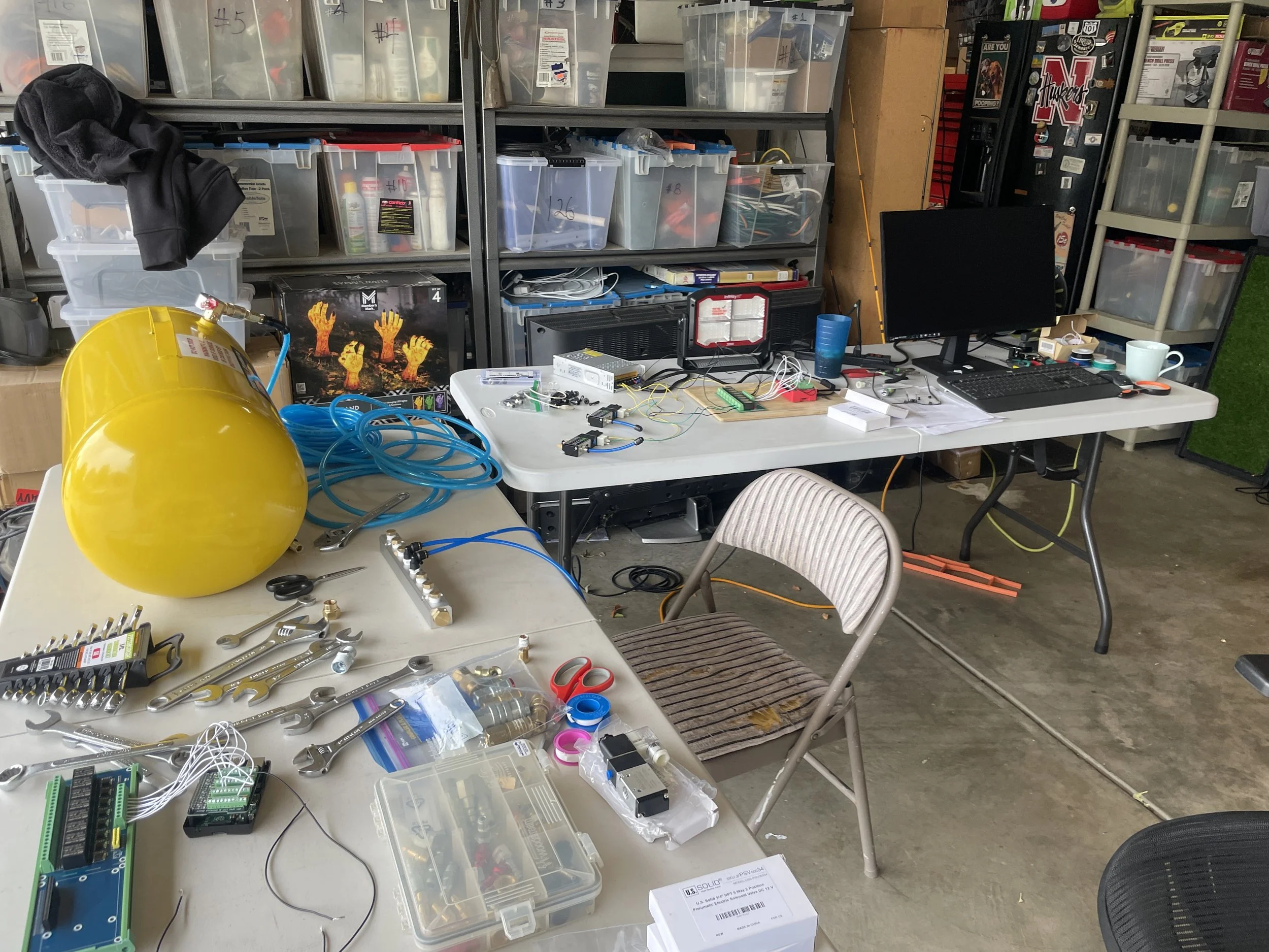 a messy work station