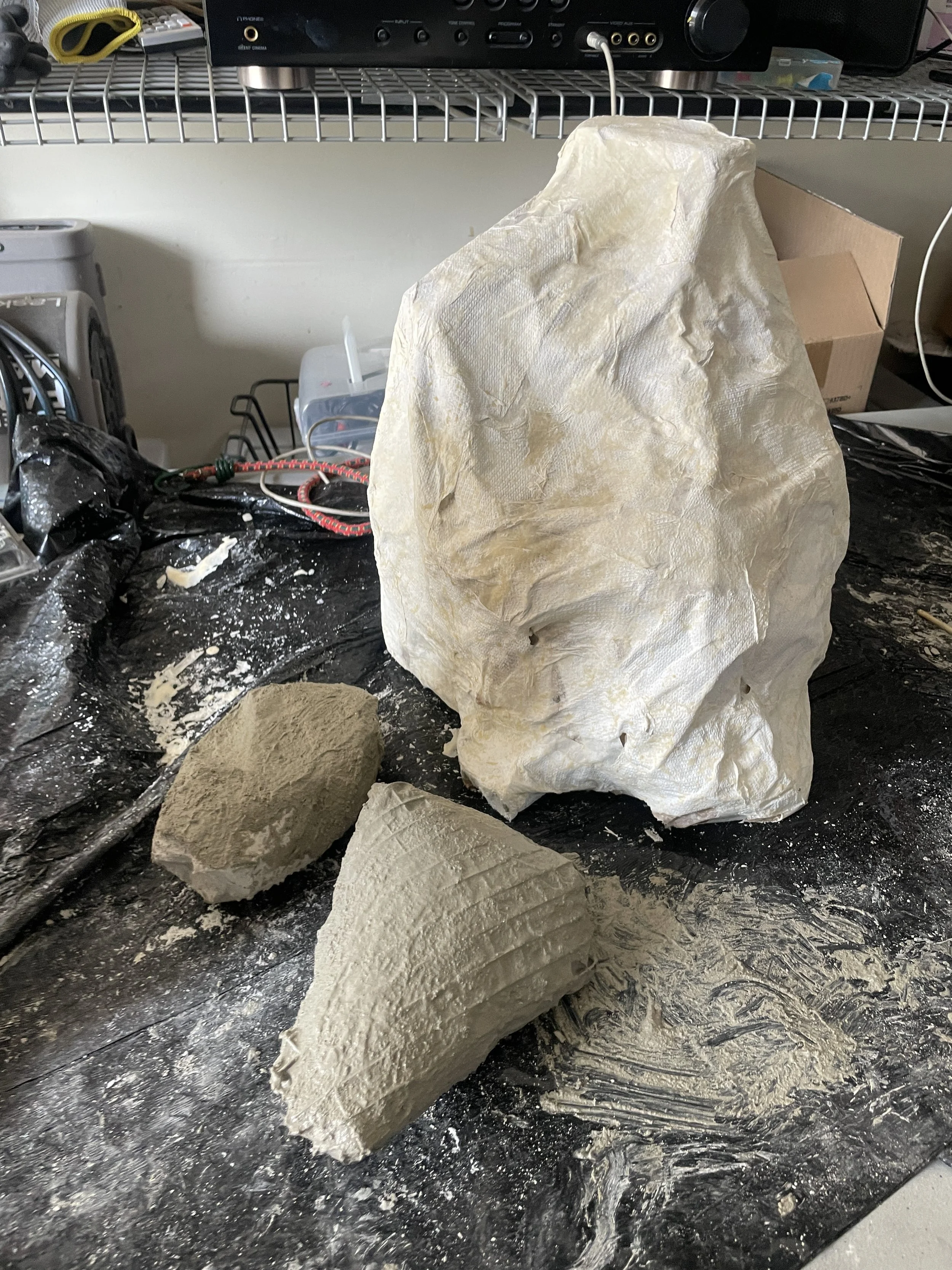 Fake rocks made of paper mache and other stuff