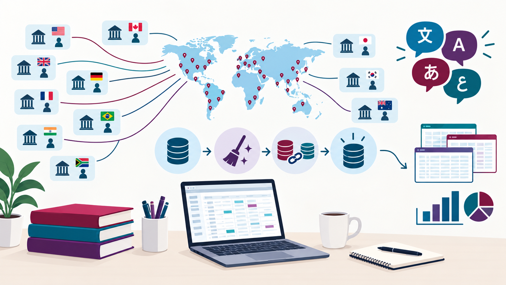 Merging and cleaning data from 150+ labs in 40+ countries