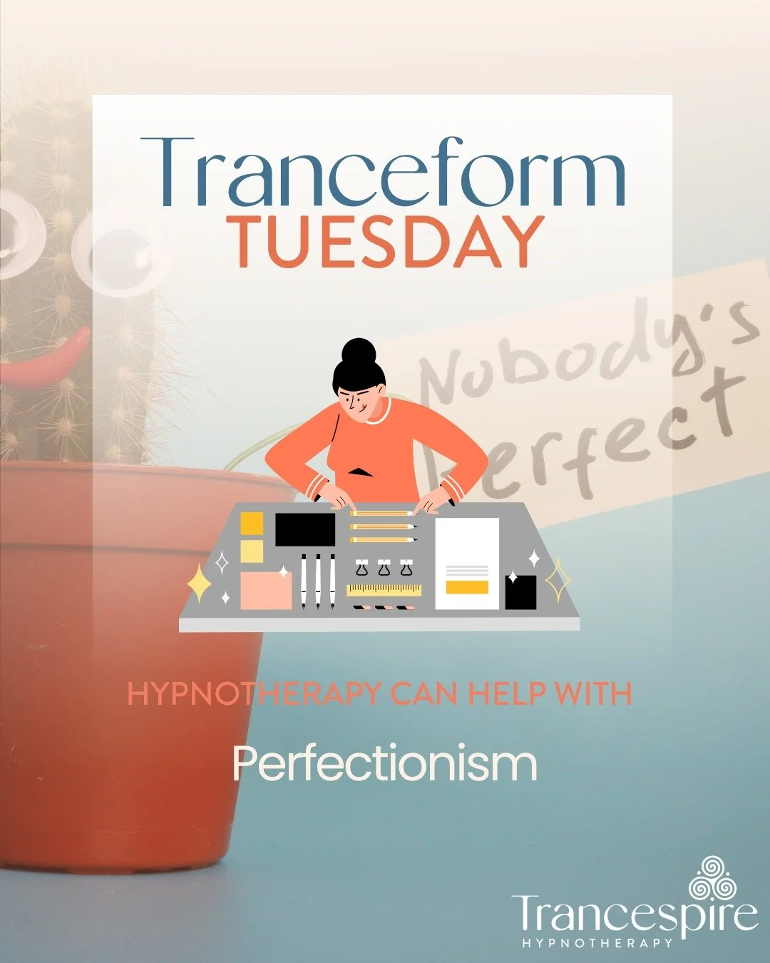 ✨ Tranceform Tuesday - Perfectionism ✨
Perfectionism can feel like a quiet pressure sitting on your shoulders, whispering that nothing you do is ever quite good enough. It can make you overthink, overwork, and doubt yourself, even when others see yo