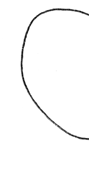 Black, circular line sketch on white background that resembles the letter C.