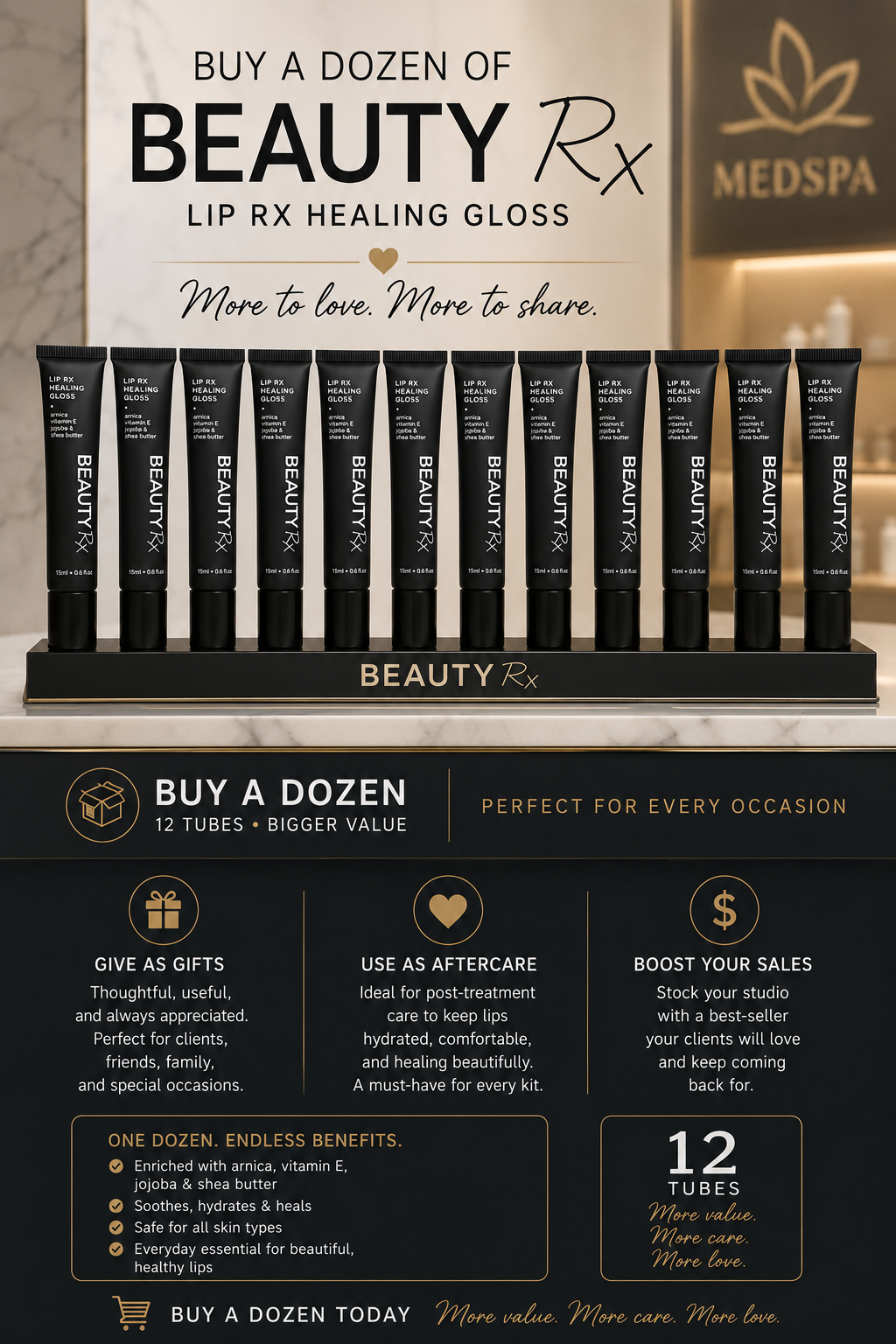 BULK ORDER QTY 12 - Lip RX Gloss - Clear or Nude