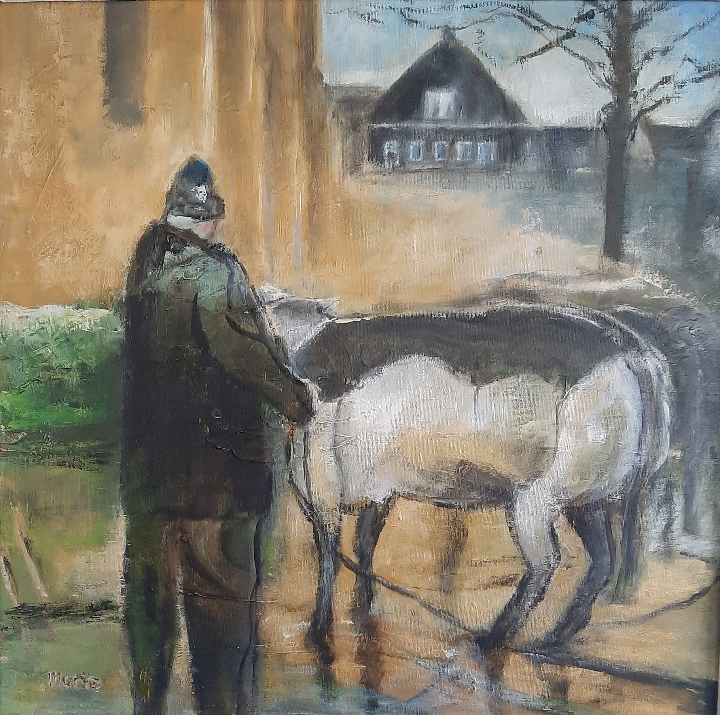 Etalage Westerstraat; “Koeienmarkt”-2025-50 x 50 cm-olieverf-Marije Smit-Bakker