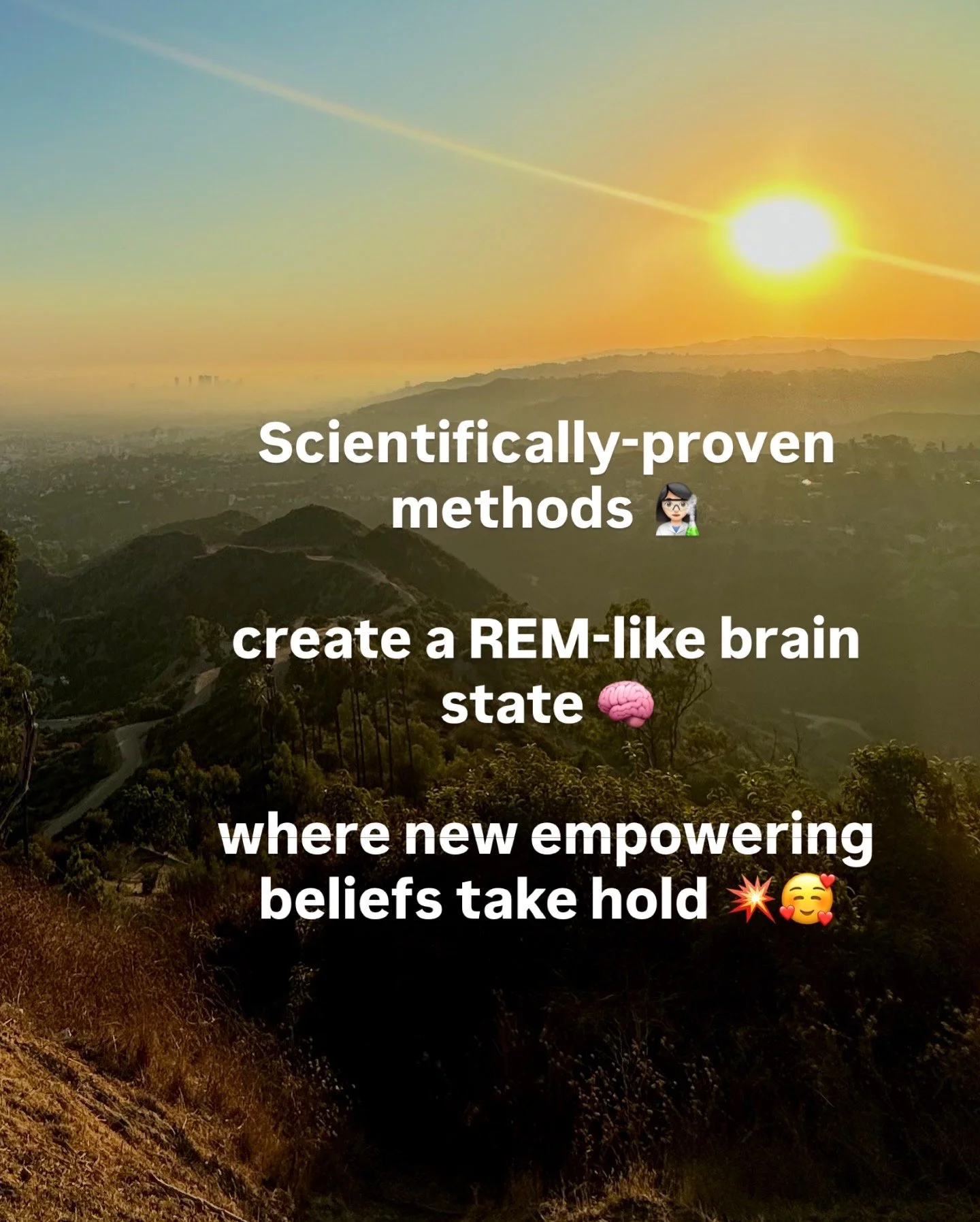 A woman with long red curly hair practicing yoga on a rooftop in a cityscape under a bright sun, in a yoga pose with her body bent backward and hands holding her feet. Text overlay reads, 'I became a yoga instructor to try to heal myself and others.'