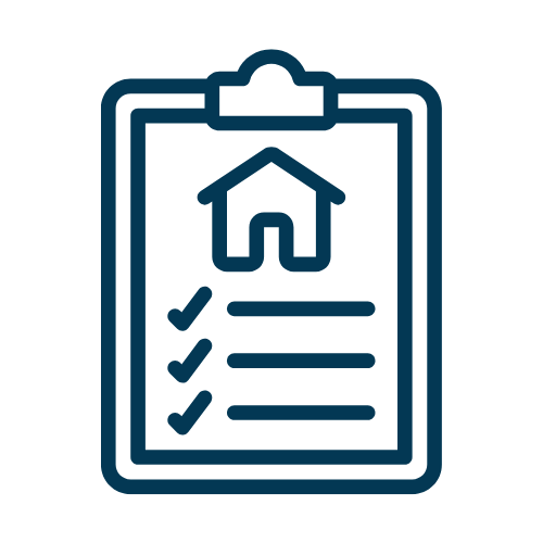 Clipboard with house symbol and checklist